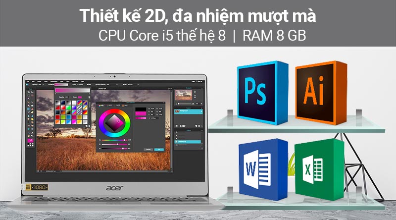 Trang bị CPU Core i5 thế hệ 8